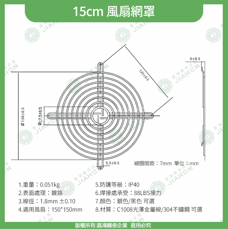 散熱風扇網15cm
