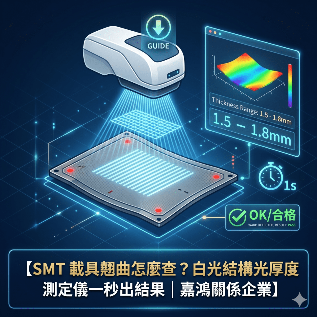 SMT 載具翹曲怎麼查？白光結構光厚度測定儀一秒出結果 | 嘉鴻關係企業