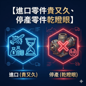 進口零件貴又久、停產零件乾瞪眼