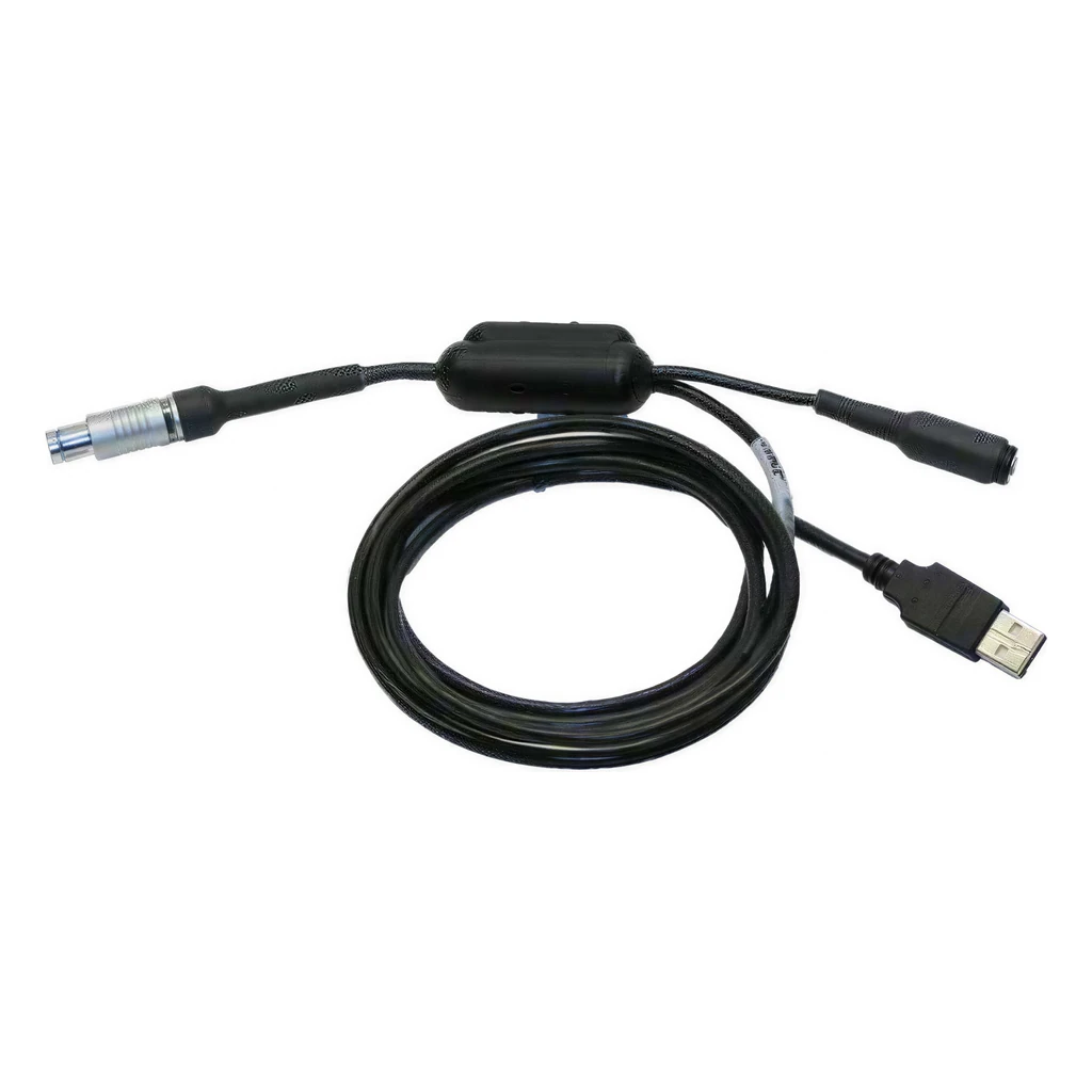 SKF Microlog USB 通訊／電源線 CMAC 5095（整條線：Fischer 插頭、分接盒、DC 插座、USB-A）