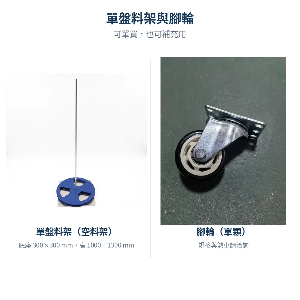 單盤料架與腳輪配件